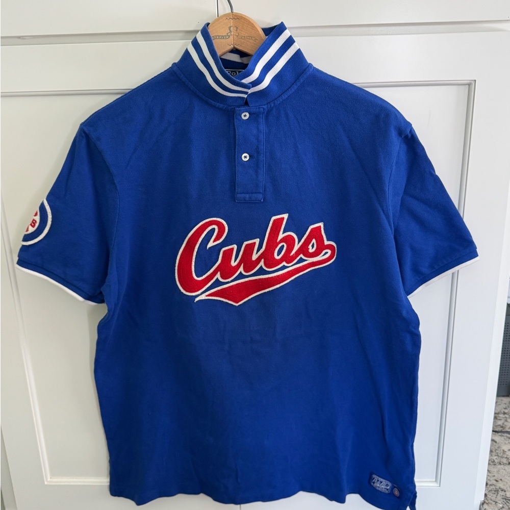 Ralph Lauren Chicago Cubs Polo Shirt Mens LG Blue MLB Collection Limited Edition